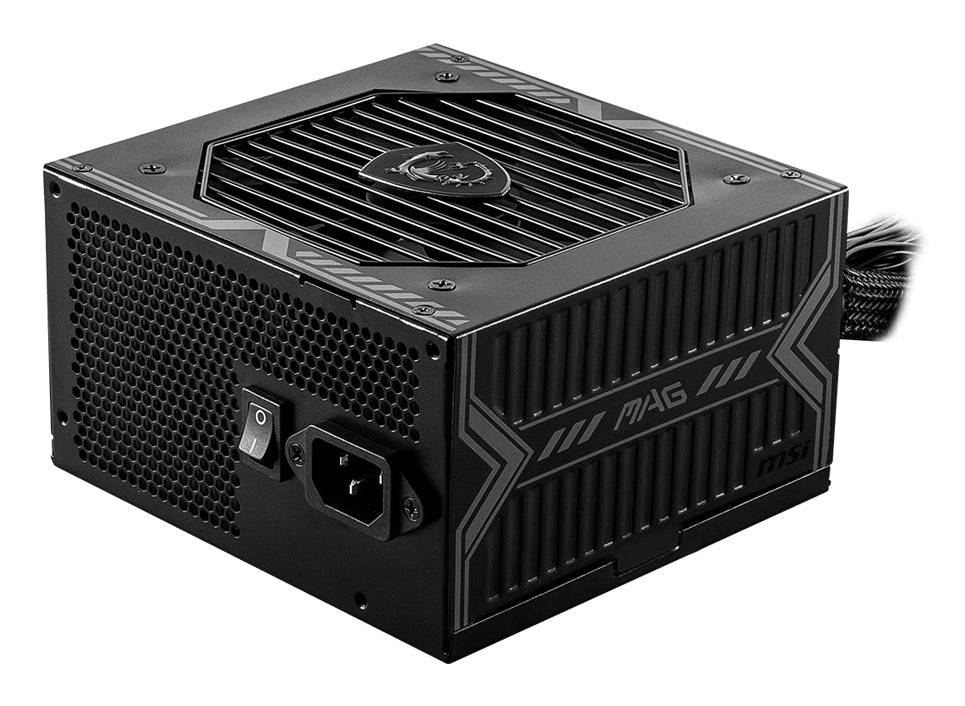 MSI MAG A650BN UK PSU '650W, 80 Plus Bronze certified, 12V Single-Rail, DC-to-DC Circuit, 120mm Fan, Non-Modular, Sleeved Cables, ATX Power Supply Unit, UK Powercord, Black' - MAGA650BN