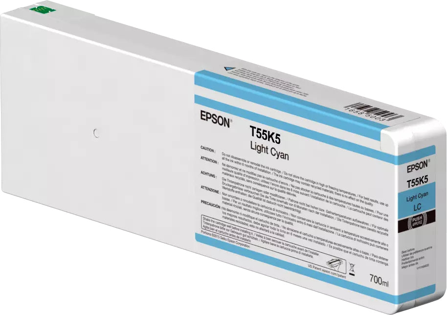 Epson Light Cyan UltraChrome HD Pigment-Based Ink Cartridge (700ml) - T55K500