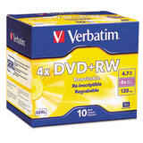 DVD+RW Rewritable Disc, 4.7 GB, 4x, Slim Jewel Case, Silver, 10/Pack - 94839