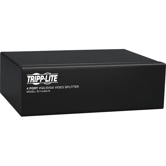Tripp Lite 4-Port VGA / SVGA Video Splitter Signal Booster High Resolution Video - 4 x D-Sub (HD-15) Monitor, 1 x D-Sub (HD-15) Computer - B114-004-R