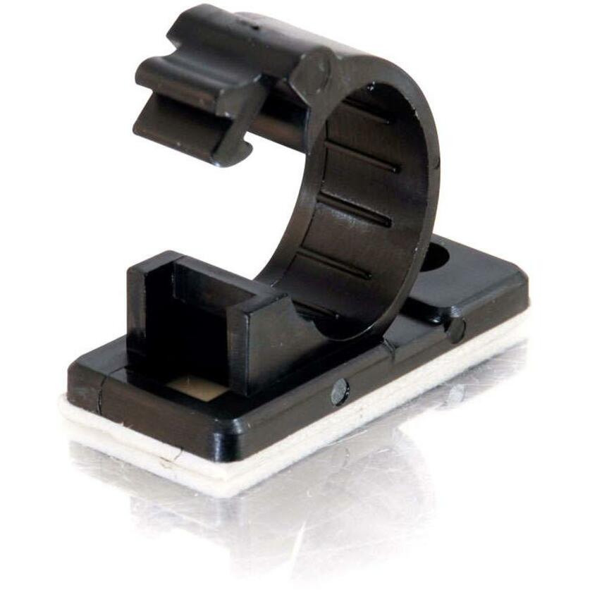 C2G .68in Self-Adhesive Cable Clamp - 50pk - Cable Bundler - Black - 50 Pack - 43053