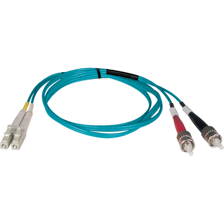 Tripp Lite 1M 10Gb Duplex Multimode 50/125 OM3 LSZH Fiber Optic Patch Cable LC/ST Aqua 3' 3ft 1 Meter - LC Male - ST Male - 3.28ft - Aqua Blue - N818-01M