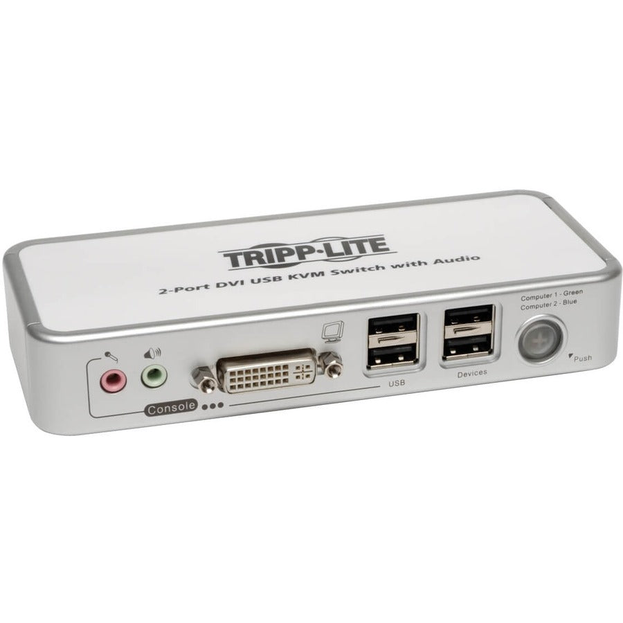 Tripp Lite 2-Port Compact DVI / USB KVM Switch w/ Audio and Cable Kit - 2 x 1 - 2 x DVI-I Monitor - B004-DUA2-K-R