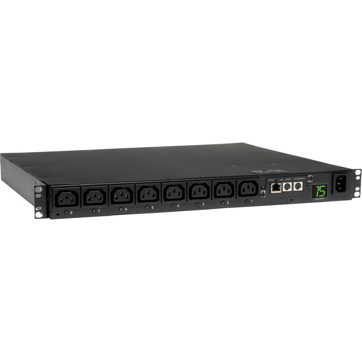 Tripp Lite PDU Switched 200V - 240V 15A C13 8 Outlet C14 Horizontal 1URM TAA - 8 x IEC 320 EN 60320 C13 - 1U Rack-mountable - PDUMH15HVNET