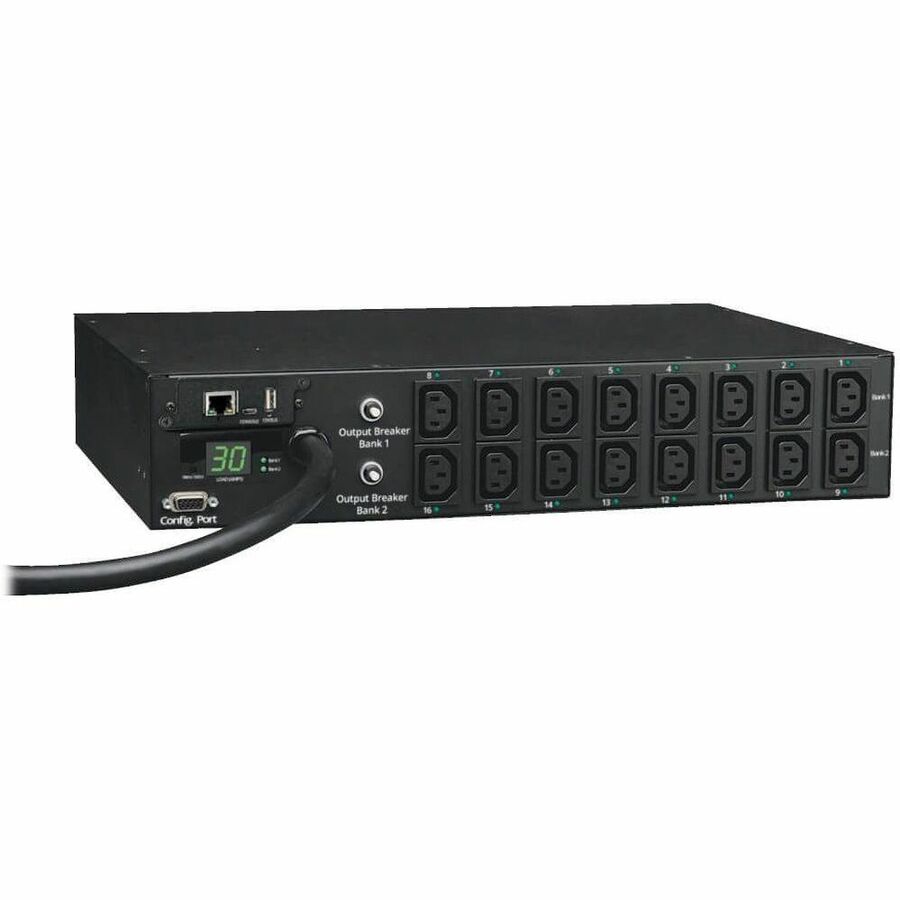 Tripp Lite PDU Single Phase Switched Horizontal 208/240V 5.8kw 16 C13 30A - 16 x IEC 320 EN 60320 C13 - 2U Rack-mountable - PDUMH30HVNET