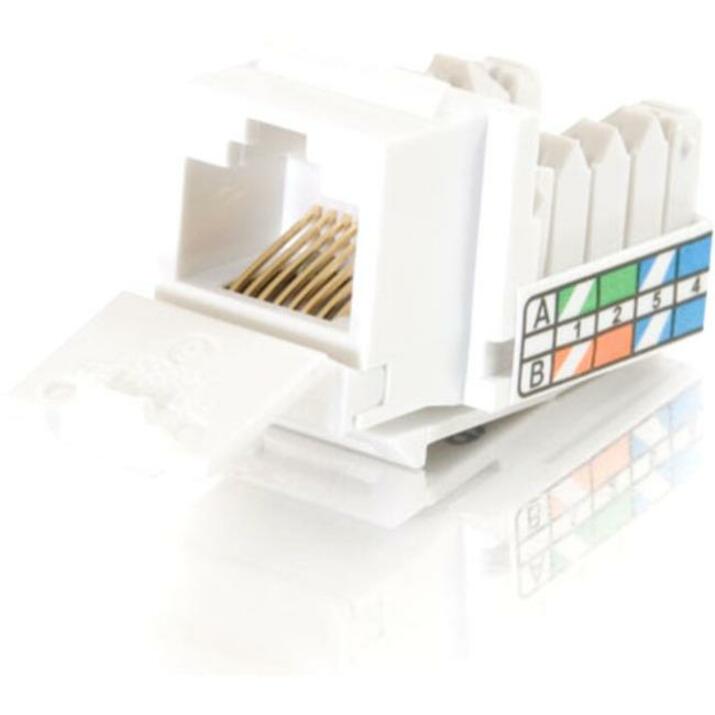 C2G 90&deg; Cat5E RJ45 UTP Keystone Jack - White - RJ-45, 110-punchdown - 35201