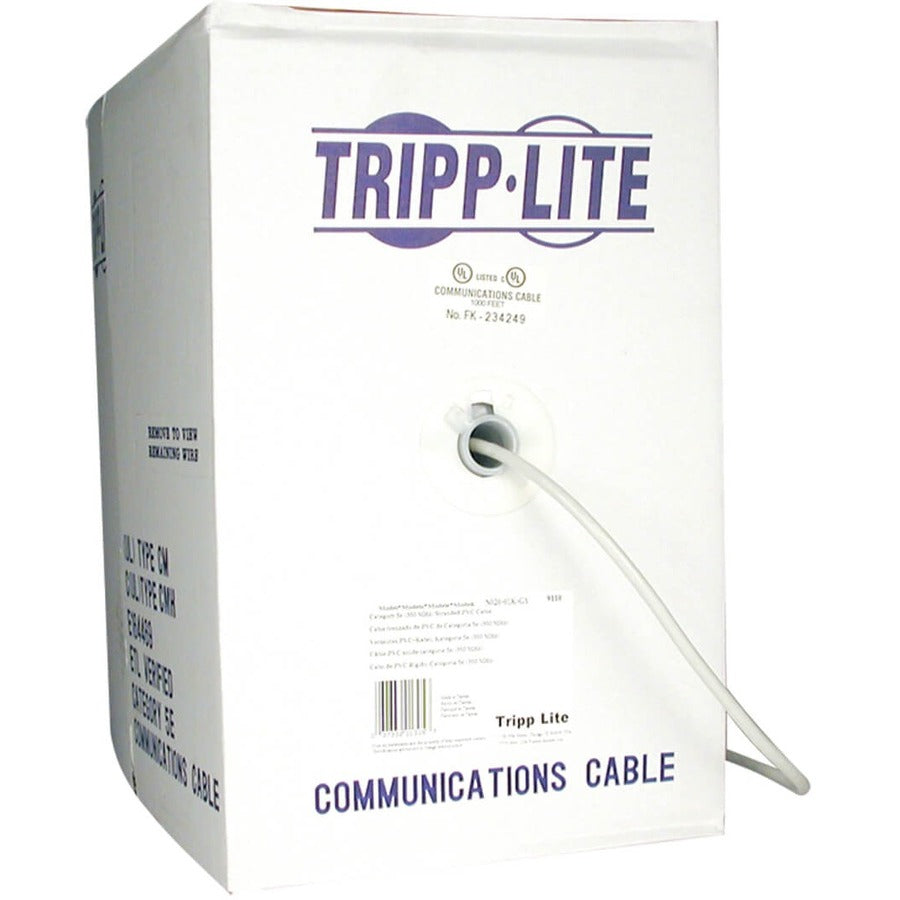 Tripp Lite 1000ft Cat5e Cat5 350MHz Bulk Solid-Core PVC Outdoor Cable Gray 1000' - Category 5e - 1000ft - N028-01K-GY