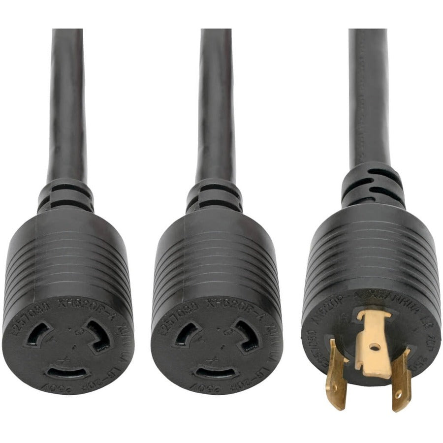 Tripp Lite Heavy Duty Power Y Splitter Cable 20A 10AWG L6-20P, 2x L6-20R 1' - 20A, 10AWG (NEMA L6-20P to 2x NEMA L6-20R) 1-ft. - P039-001-2