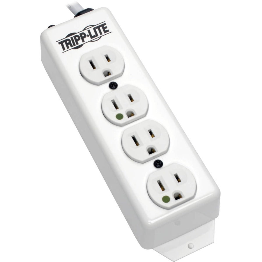 Tripp Lite Safe-IT Power Strip Hospital Medical Antimicrobial 120V 5-15R-HG 4 Outlet 15' Cord Metal - NEMA 5-15P - 4 NEMA 5-15R Hospital Grade - 15ft - PS-415-HG