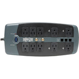 Tripp Lite Surge Protector 120V 10 Outlet RJ11 Coax 8' Cord 3345 Joule - Receptacles: 8 x NEMA 5-15R - 3345J - TLP1008TELTV