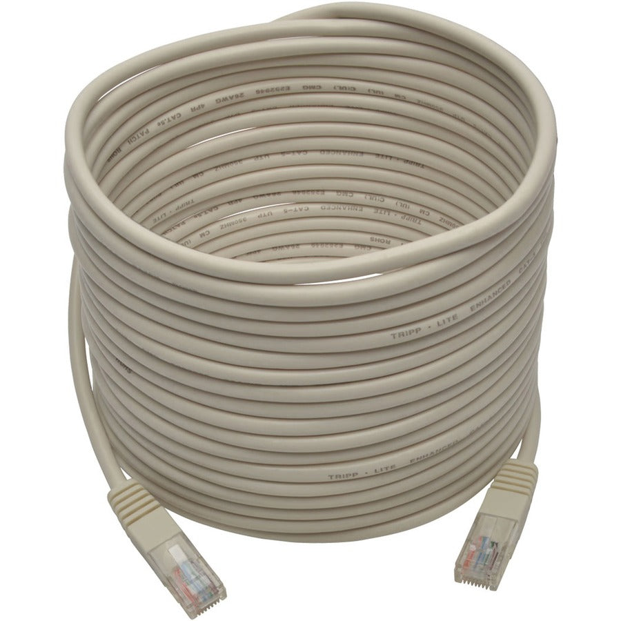 Tripp Lite 25ft Cat5e / Cat5 350MHz Molded Patch Cable RJ45 M/M White 25' - 25 ft Category 5e Network Cable - First End: 1 x RJ-45 - Male - Second End: 1 x RJ-45 - Male - Patch Cable - White - 1 Each - N002-025-WH