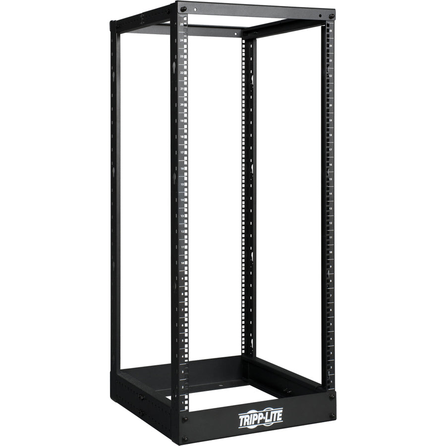Tripp Lite 25U 4-Post Open Frame Rack Cabinet Square Holes 1000lb Capacity - 24U Rack Height - Black - Cold-rolled Steel (CRS) - 1000 lb Static/Stationary Weight Capacity - SR4POST25