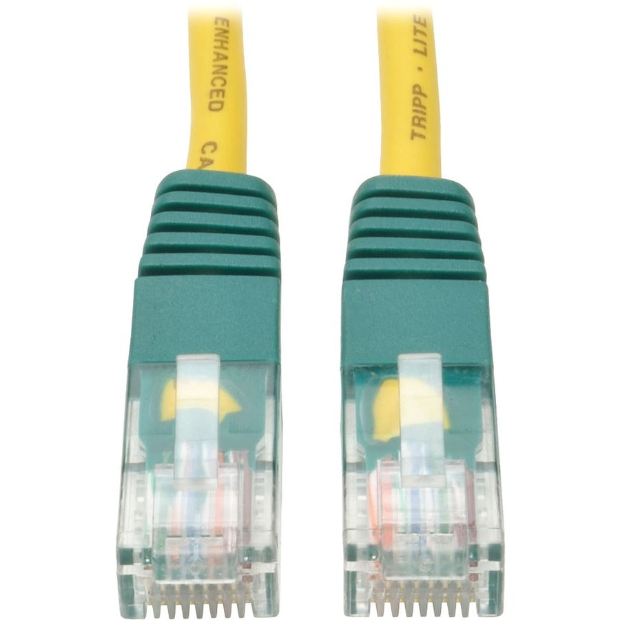 Tripp Lite 10ft Cat5e Cat5 Molded Snagless Crossover Patch Cable RJ45 Yellow 10' - Category 5e for Network Device - 10ft - 1 x RJ-45 Male Network - 1 x RJ-45 Male Network - Yellow - N010-010-YW
