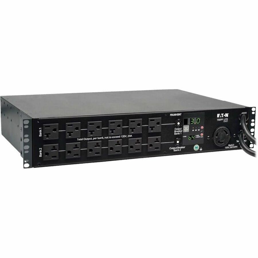 Tripp Lite PDU Metered ATS 120V 30A 24 5-15/20R; 1 L5-30R 2 L5-30P 2URM - 24 x NEMA 5-15/20R, 1 x NEMA L5-30R - 2UHorizontal Rackmount, Wall Mountable - PDUMH30AT