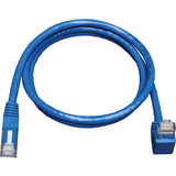 Tripp Lite 10ft Cat6 Gigabit Molded Patch Cable RJ45 Right Angle Down to Straight M/M Blue 10' - Category 6 for Network Device - 10ft - 1 x RJ-45 Male Network - 1 x RJ-45 Male Network - Blue - N204-010-BL-DN