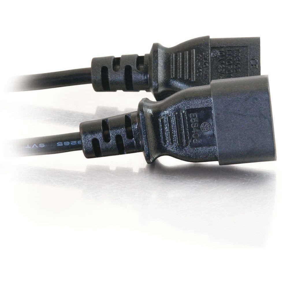 C2G 3ft Computer Power Extension Cord - 16 AWG - 250 Volt - For Computer, Monitor, Scanner, Printer - 250 V AC / 13 A - Black - 3 ft Cord Length - 29966