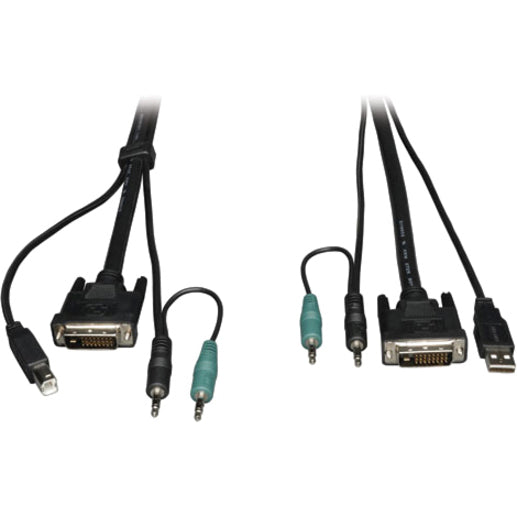 Tripp Lite KVM Switch Cable Kit 10ft for B002-DUA2 / B002-DUA4 Secure 10' - for KVM Switch, Speaker, Microphone, Audio/Video Device, Keyboard, Mouse, Monitor - 10 ft - 1 x DVI-D Male Digital Video, 1 ...  - P759-010