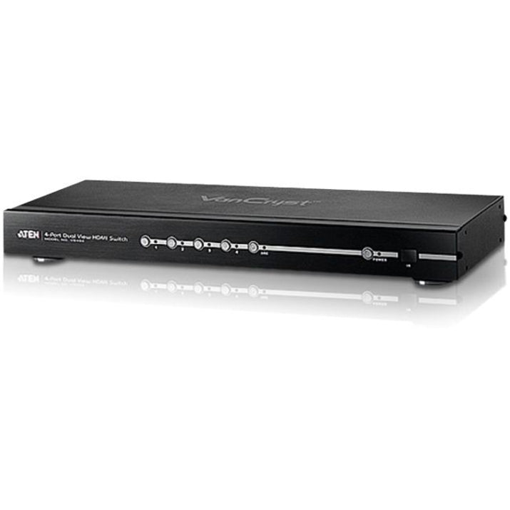 ATEN 4-Port Dual View HD Video Switch-TAA Compliant - 1920 x 1200 - WUXGA - 1080p4 x 2 - VS482