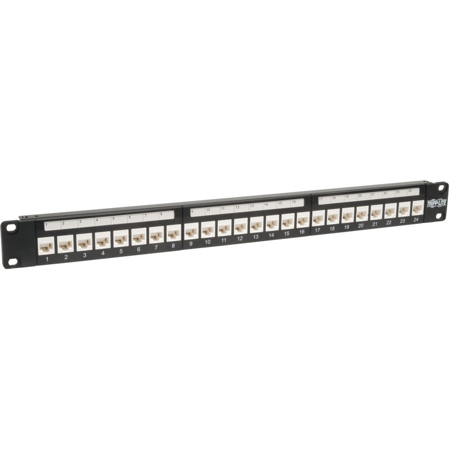 Tripp Lite 24-Port Cat6 Cat5e Patch Panel Low Profile Feed Through Rackmount RJ45 1U TAA - 24 x RJ-45 - N250-024-LP