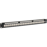 Tripp Lite 24-Port Cat6 Cat5e Patch Panel Low Profile Feed Through Rackmount RJ45 1U TAA - 24 x RJ-45 - N250-024-LP