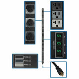Tripp Lite PDU 3-Phase Metered 208/120V 5.7 kW 21 5-15/20R; 6 L6-20R 0URM - 6 x NEMA L6-20R, 21 x NEMA 5-15/20R - 5.70 kVA - Vertical Rackmount, Toolless-mount - PDU3MV6L2120B