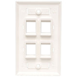 Tripp Lite Quad Outlet RJ45 Universal Keystone Face Plate / Wall Plate, White, 4-Port - 4 x Socket(s) - 1-gang - White - TAA Compliant - N042-001-04-WH