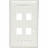 Tripp Lite Quad Outlet RJ45 Universal Keystone Face Plate / Wall Plate, White, 4-Port - 4 x Socket(s) - 1-gang - White - TAA Compliant - N042-001-04-WH
