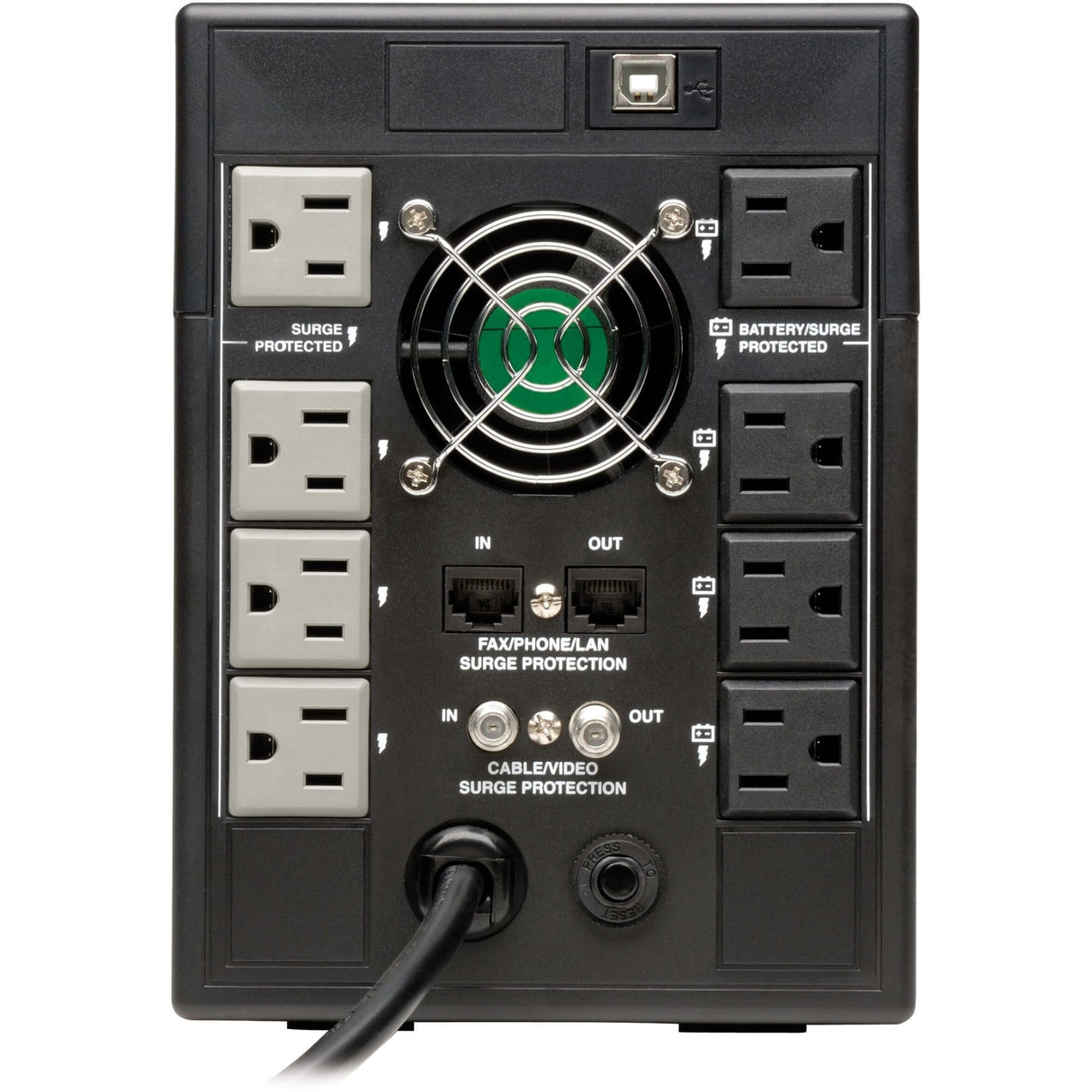 Tripp Lite UPS Smart 1300VA 720W Tower Battery Back Up LCD Back Up AVR Coax RJ45 USB - Tower - 6.30 Hour Recharge - 110 V AC Input - 120 V AC Output - 4 x NEMA 5-15R, 4 x NEMA 5-15R - SMART1300LCDT