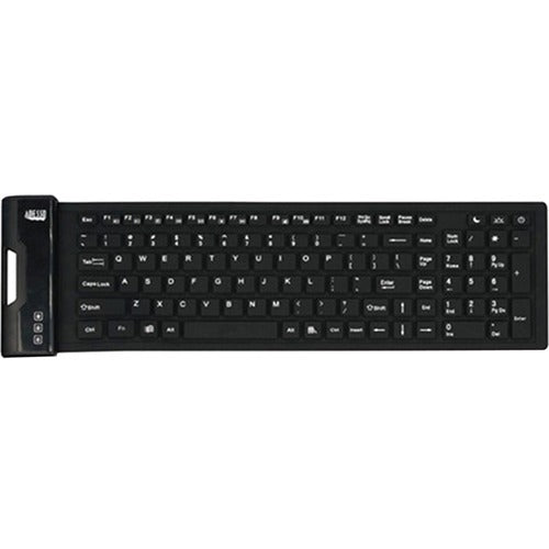 Adesso Antimicrobial Waterproof Flex Keyboard (Compact Size) - Cable Connectivity - USB Interface - 108 Key Home Page, Email, My Computer, My Favorites, Volume Up, Volume Down, Mute, Previous Track, N...  - AKB-222UB