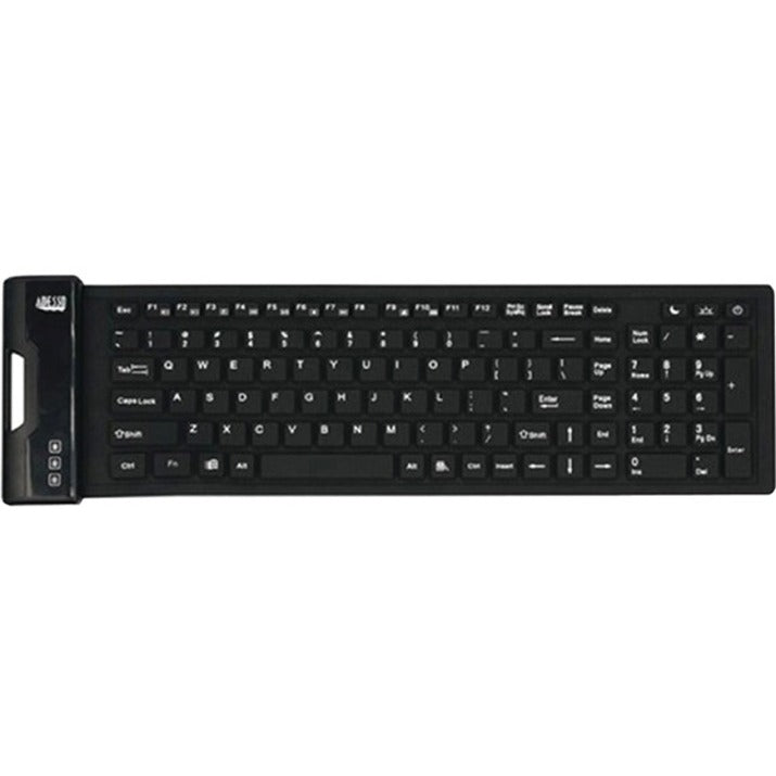 Adesso Antimicrobial Waterproof Flex Keyboard (Compact Size) - Cable Connectivity - USB Interface - 108 Key Home Page, Email, My Computer, My Favorites, Volume Up, Volume Down, Mute, Previous Track, N...  - AKB-222UB