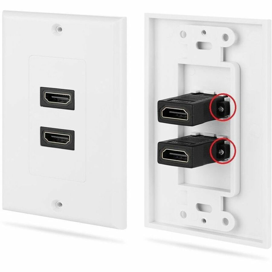4XEM 2 Port/Outlet Female HDMI Wall Plate (White) - 1-gang - White - 2 x HDMI Port(s) - 4XWALLHDMI2