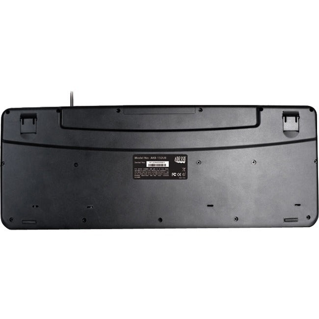 Adesso AKB-132 - Spill-Resistant Multimedia Desktop Keyboard (PS/2) - Cable Connectivity - PS/2 Interface - 104 Key Media Player, Volume Down, Volume Up, Mute, Play/Pause, Previous Track, Next Track, ...  - AKB-132PB