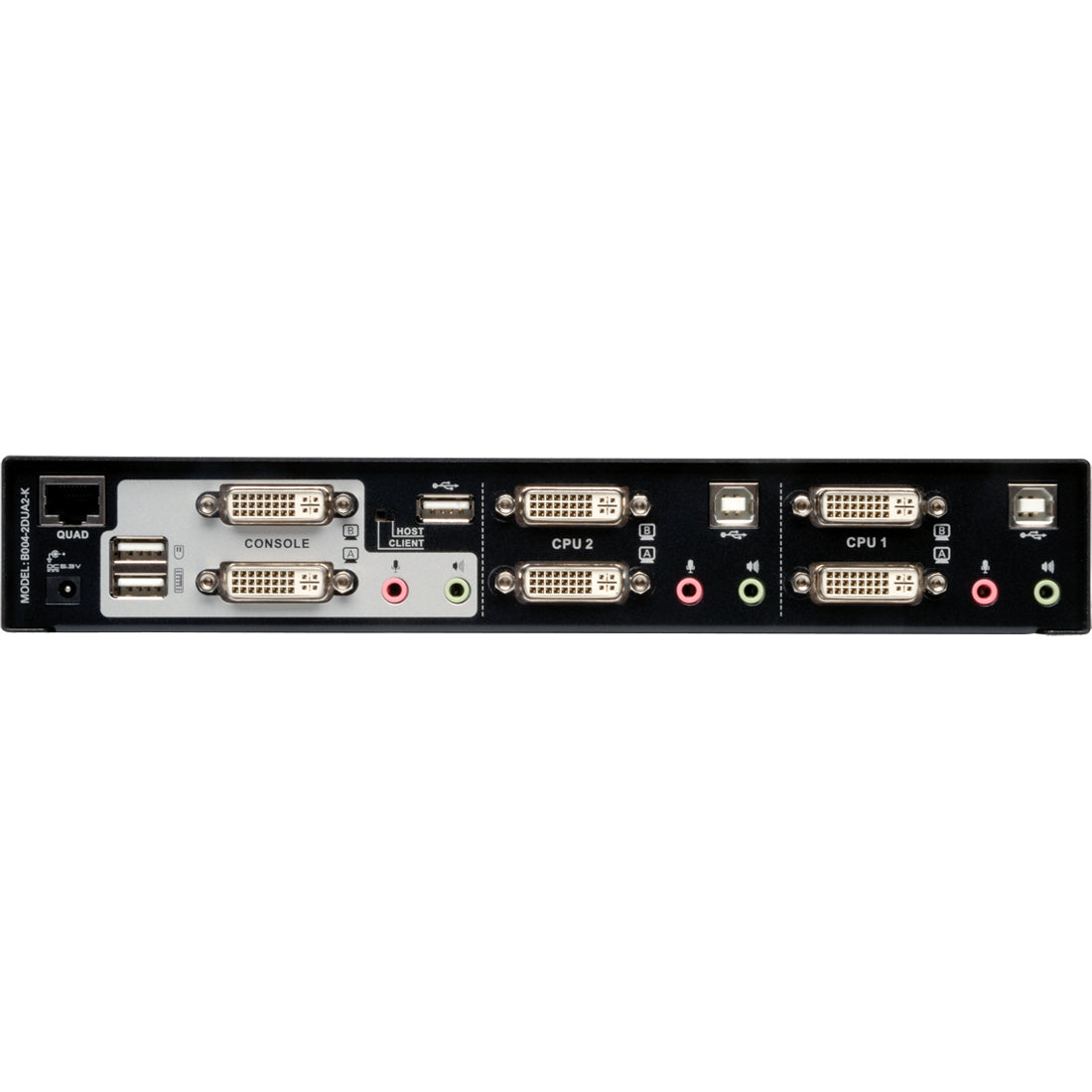 Tripp Lite 2-Port Dual Monitor DVI KVM Switch with Audio and USB 2.0 Hub, Cables included - 2 Computer(s) - 1 Local User(s) - 2560 x 1600 - 1 x Network (RJ-45) - 5 x USB - 6 x DVI - Desktop - TAA Comp...  - B004-2DUA2-K