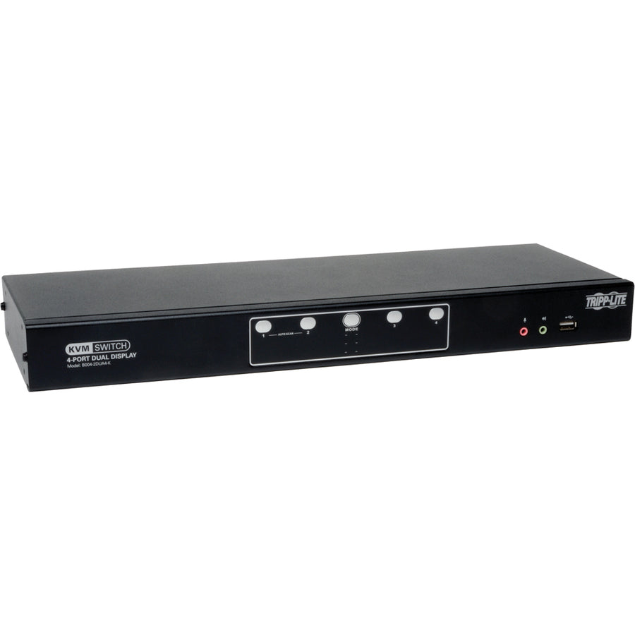 Tripp Lite 4-Port Dual Monitor DVI KVM Switch with Audio and USB 2.0 Hub, Cables included - 4 Computer(s) - 1 Local User(s) - 2560 x 1600 - 1 x Network (RJ-45) - 7 x USB - 10 x DVI - Desktop - TAA Com...  - B004-2DUA4-K