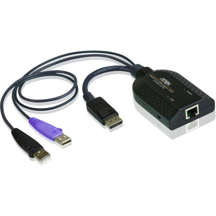 ATEN USB/RJ-45 KVM Cable-TAA Compliant - RJ-45/USB KVM Cable for Card Reader, KVM Switch, Keyboard/Mouse, Video Device - First End: 2 x Type A Male USB, First End: 1 x DisplayPort Male Digital Audio/V...  - KA7169
