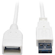 Tripp Lite 3ft USB 2.0 High Speed Extension Cable Reversible A to A M/F White - USB - Extension Cable - 3 ft - 1 x Type A Male USB - 1 x Type A Female USB - Gold-plated Contacts, Nickel Plated - Shiel...  - UR024-003-WH EATON