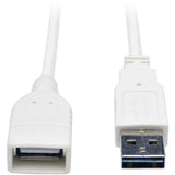 Tripp Lite 3ft USB 2.0 High Speed Extension Cable Reversible A to A M/F White - USB - Extension Cable - 3 ft - 1 x Type A Male USB - 1 x Type A Female USB - Gold-plated Contacts, Nickel Plated - Shiel...  - UR024-003-WH EATON
