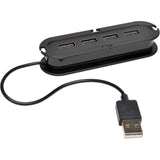 Tripp Lite 4-Port USB 2.0 Hi-Speed Ultra-Mini Hub w/ Cable Compact Mobile - USB - 4 USB Port(s) - 4 USB 2.0 Port(s) - U222-004