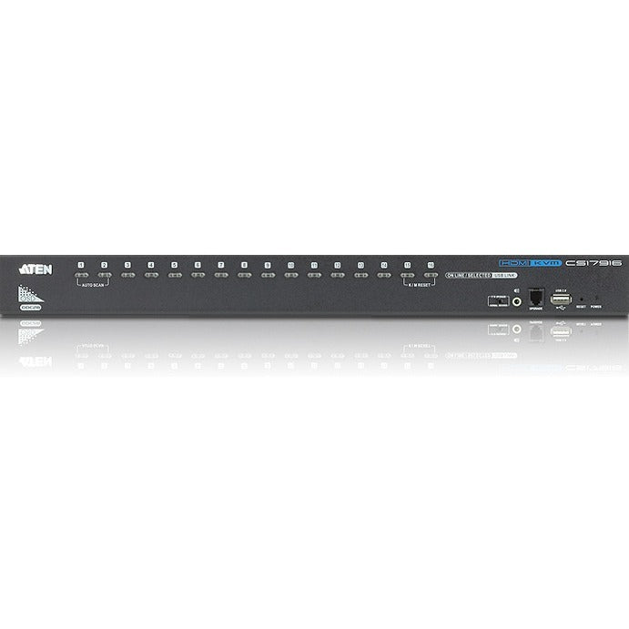 ATEN 16-Port USB HDMI KVM Switch-TAA Compliant - 16 Computer(s) - 1 Local User(s) - 1920 x 1200 - 19 x USB - 17 x HDMI - CS17916