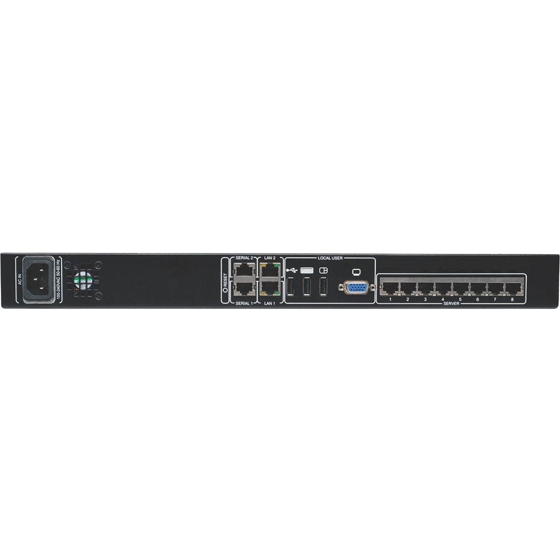 Tripp Lite 8-Port IP Cat5 KVM Switch Compact 1+1 User Rackmount - 8 Computer(s) - 1 Local User(s) - 1 Remote User(s) - 1920 x 1080 - 12 x Network (RJ-45) - 3 x USB1 x VGA - Rack-mountable - 1U - TAA C...  - B072-008-1-IP