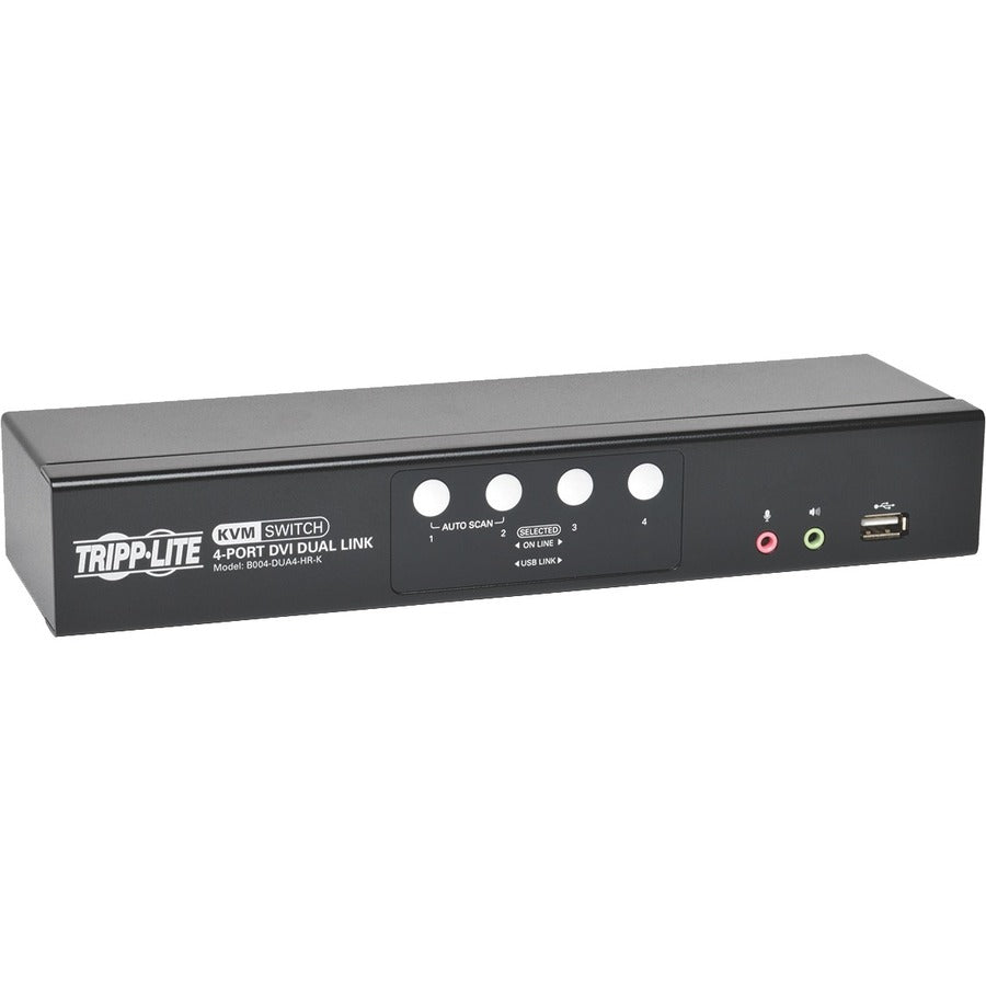 Tripp Lite KVM Switch 4-Port DVI Dual-Link / USB w/ Audio & 4x 6ft Cables - 4 Computer(s) - 1 Local User(s) - 2560 x 1600 - 8 x USB - 5 x DVI - Desktop - TAA Compliant - B004-DUA4-HR-K
