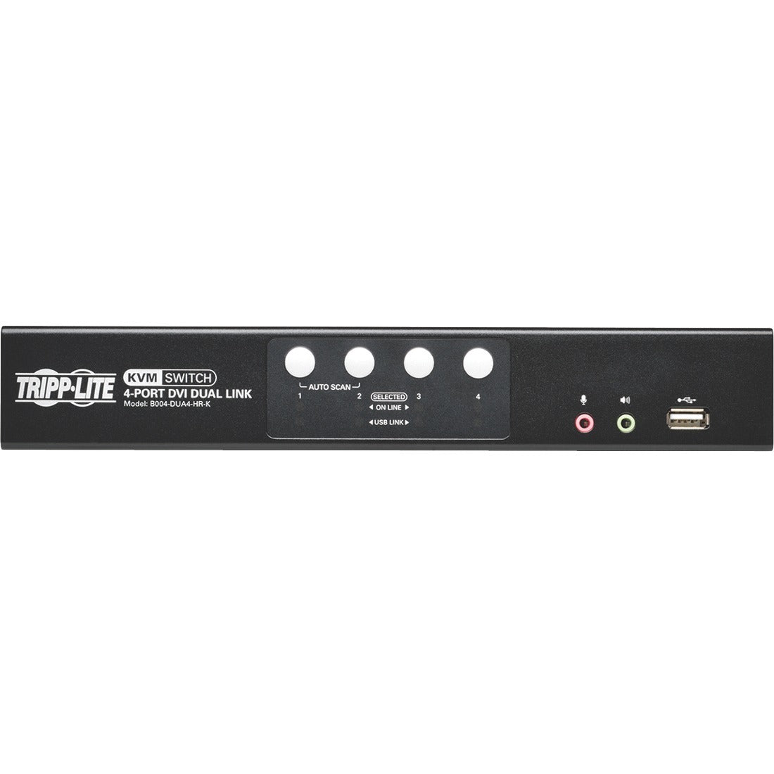 Tripp Lite KVM Switch 4-Port DVI Dual-Link / USB w/ Audio & 4x 6ft Cables - 4 Computer(s) - 1 Local User(s) - 2560 x 1600 - 8 x USB - 5 x DVI - Desktop - TAA Compliant - B004-DUA4-HR-K