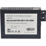 Tripp Lite 10/100 UTP to Multimode Fiber Media Converter RJ45 / SC 550M 850nm - 1 x Network (RJ-45) - 10/100Base-TX, 100Base-FX - Desktop - N784-001-SC-MM