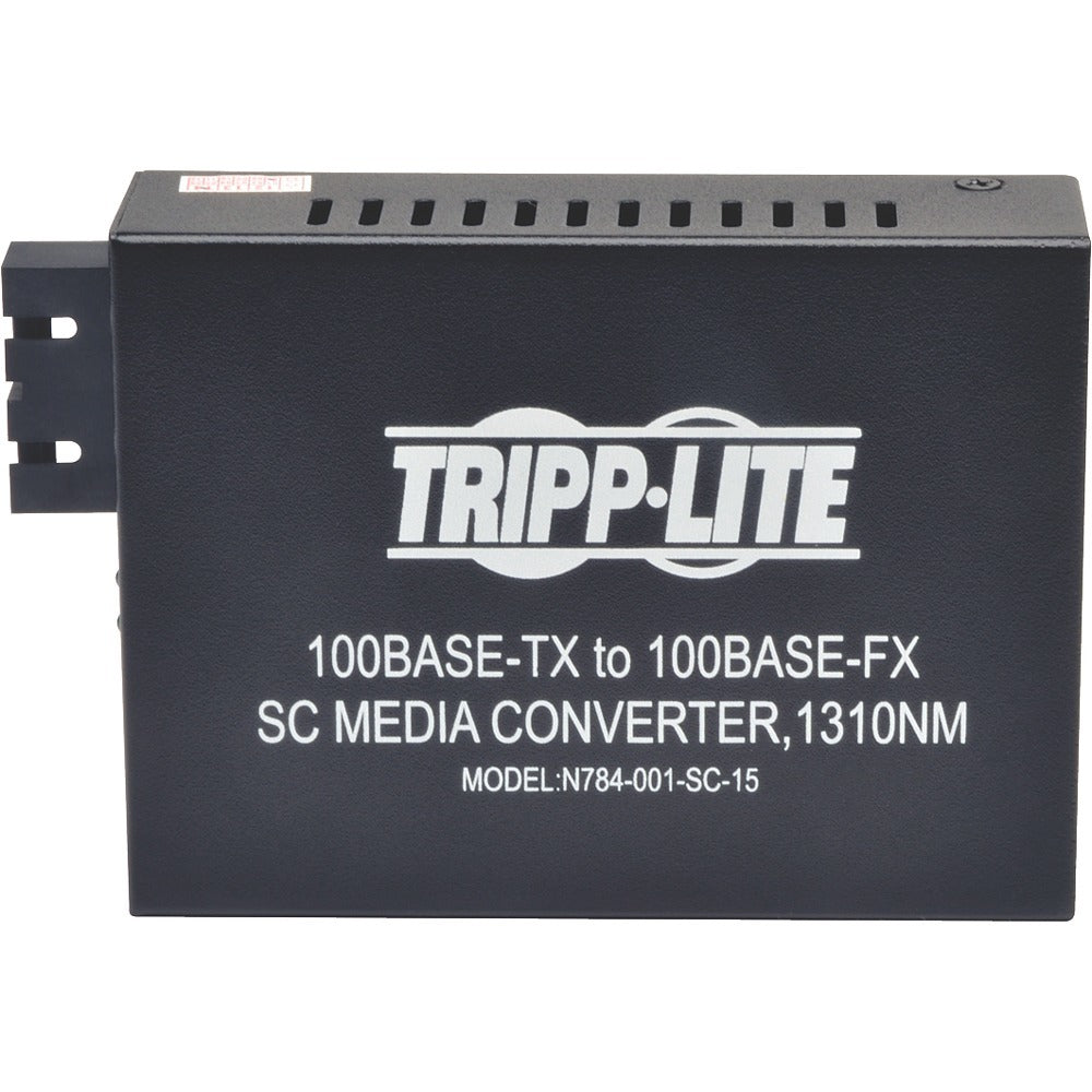 Tripp Lite 10/100 UTP to Singlemode Fiber Media Converter RJ45 / SC 15km 1310nm - 1 x Network (RJ-45) - 10/100Base-TX, 1000Base-FX - Desktop - N784-001-SC-15