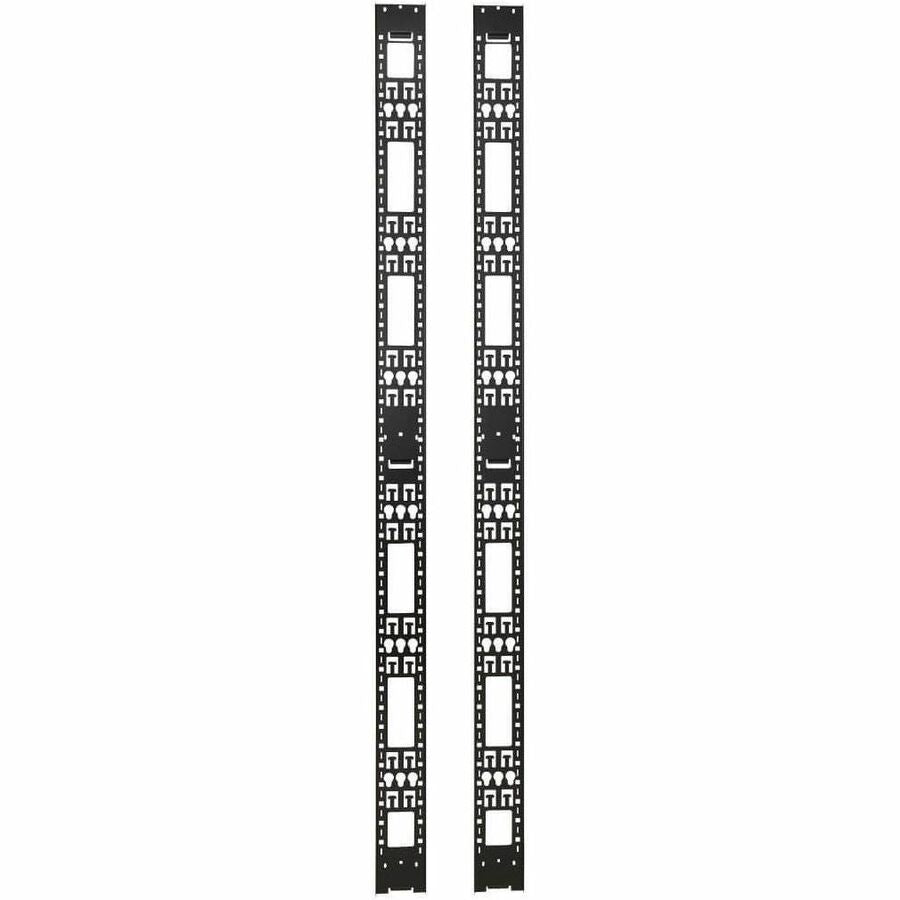 Tripp Lite 45U Rack Enclosure Server Cabinet Vertical Cable Management Bars - Cable Strain Relief Bar - Black - 2 Pack - 45U Rack Height - SRVRTBAR45