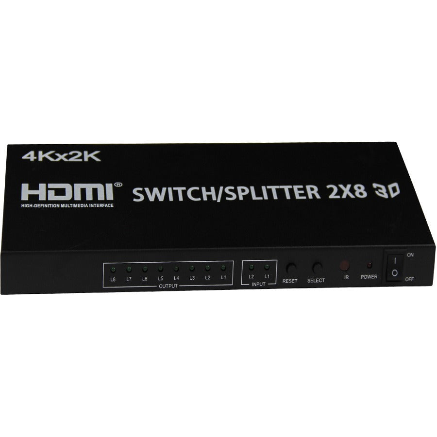 4XEM 2x8 Port HDMI video switcher/splitter - 4XEM 2x8 Port high speed HDMI video switcher/splitter fully supporting 1080p, 3D for Blu-Ray, gaming consoles and all other HDMI compatible devices - 4XHDMI2X84K