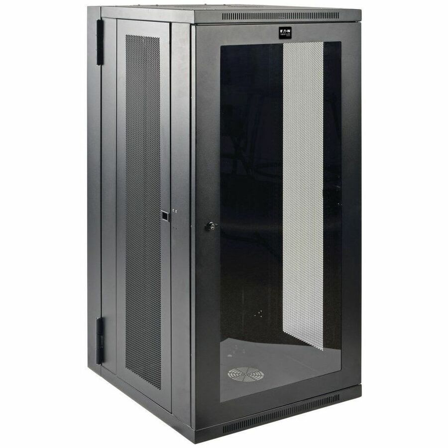 Tripp Lite 26U Wall Mount Rack Enclosure Server Cabinet w Hinged Acrylic Window - For LAN Switch, Patch Panel - 26U Rack Height x 19" Rack Width x 11.42" Rack Depth - Wall Mountable - Black Powder Coa - SRW26USG