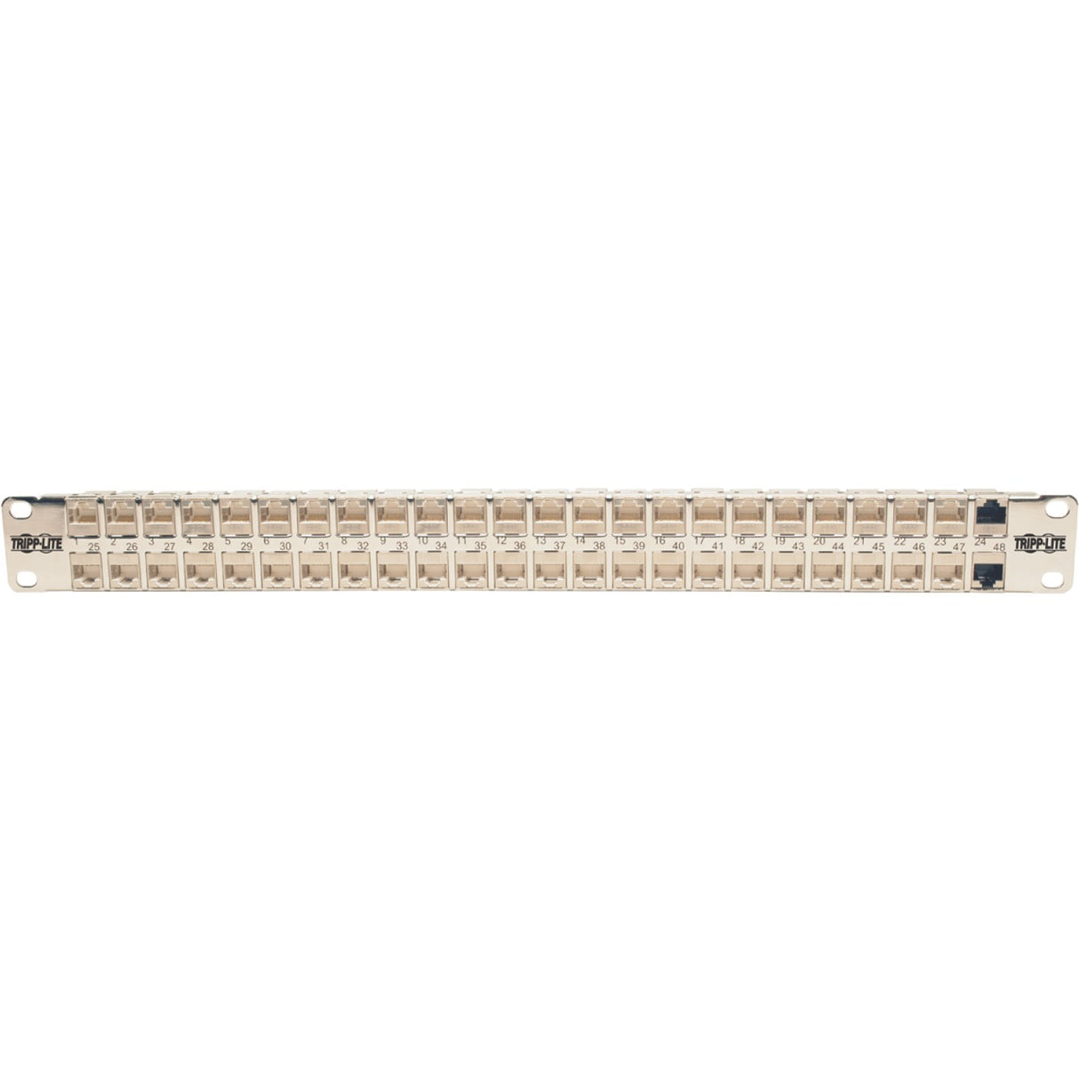 Tripp Lite 48-Port Cat6a Patch Panel Rackmount Shielded Feedthrough RJ45 1U - 48 Port(s) - 48 x RJ-45 - 1U High - Rack-mountable - N254-048-SH-6A