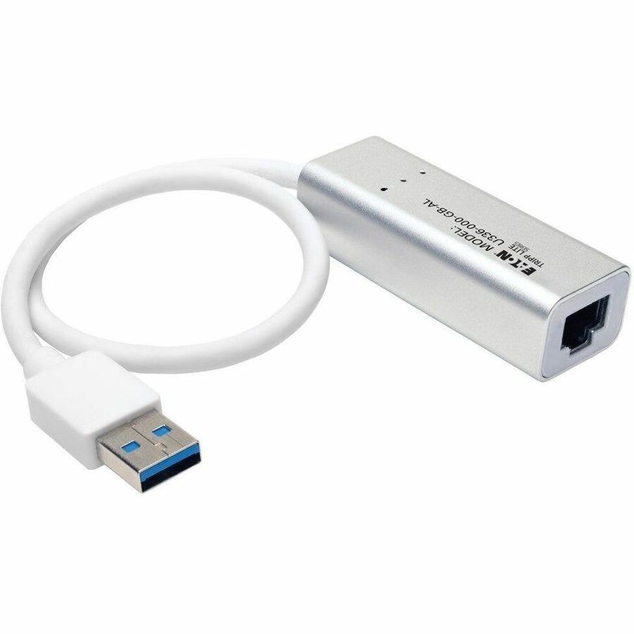 Tripp Lite USB 3.0 SuperSpeed to Gigabit Ethernet NIC Network Adapter RJ45 10/100/1000 Aluminum White - USB 3.0 - 1 Port(s) - 1 - Twisted Pair - U336-000-GB-AL