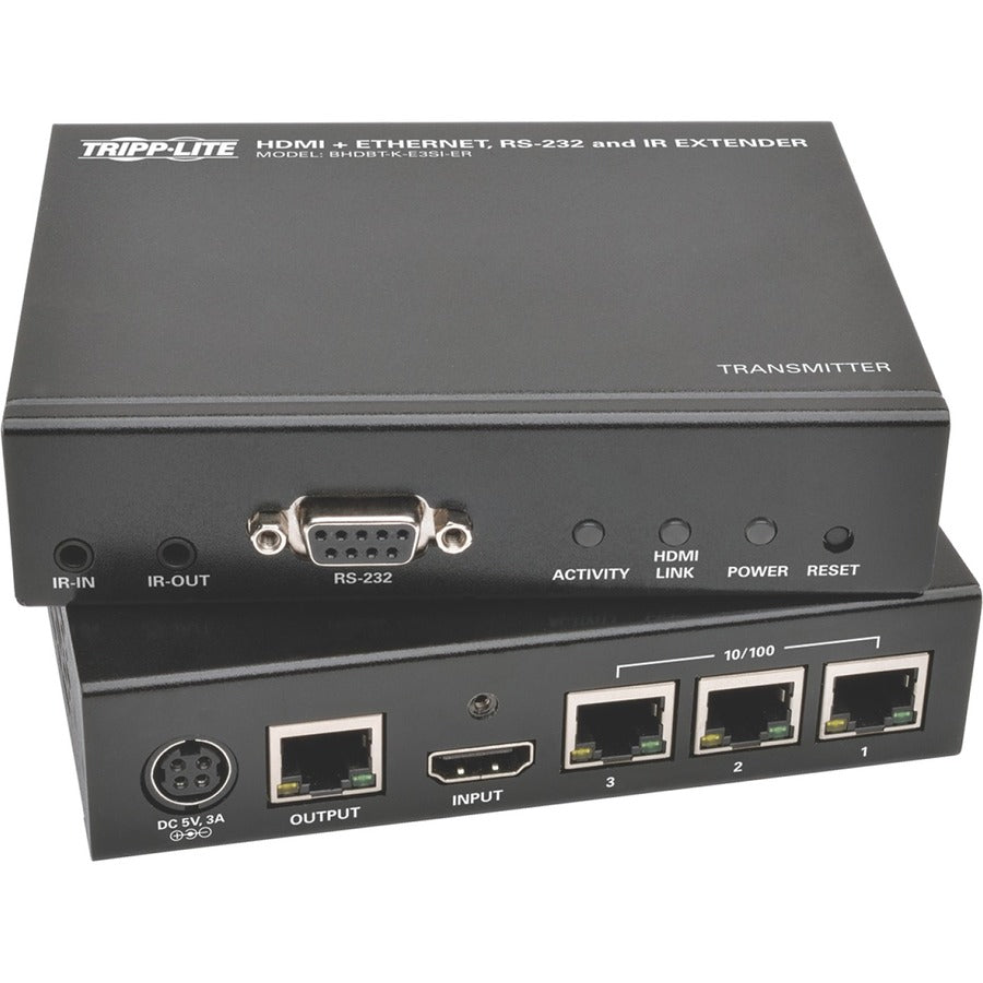 Tripp Lite HDBaseT HDMI Over Cat5e Cat6 Cat6a Extender Kit w/ Ethernet, Serial and IR Control 150m 500ft - 1 Input Device - 1 Output Device - 500 ft RangeNetwork (RJ-45) - 1 x HDMI In - 1 x HDMI Out - - BHDBT-K-E3SI-ER
